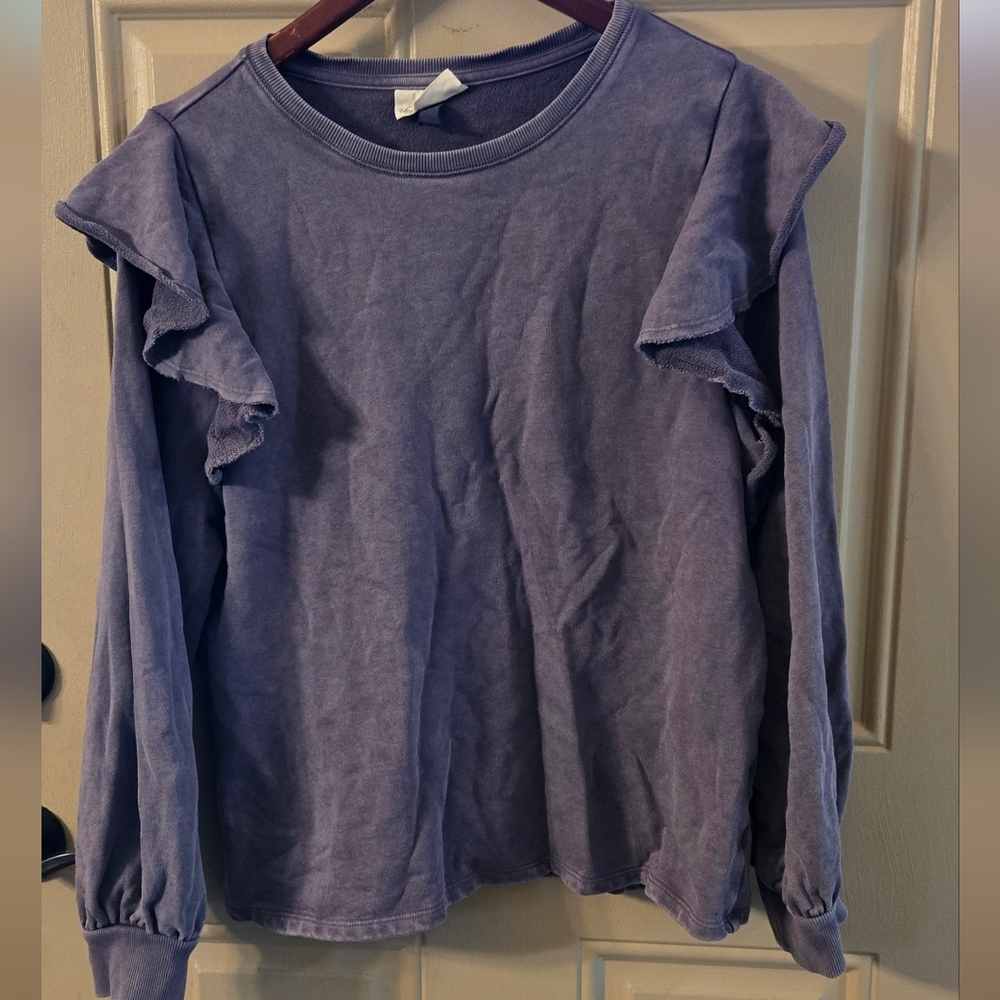 Universal Thread Women's Purple Ruffle Sleeve Sweatshirt